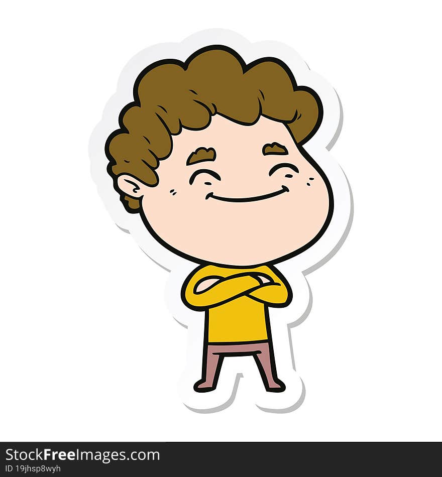 sticker of a cartoon friendly man