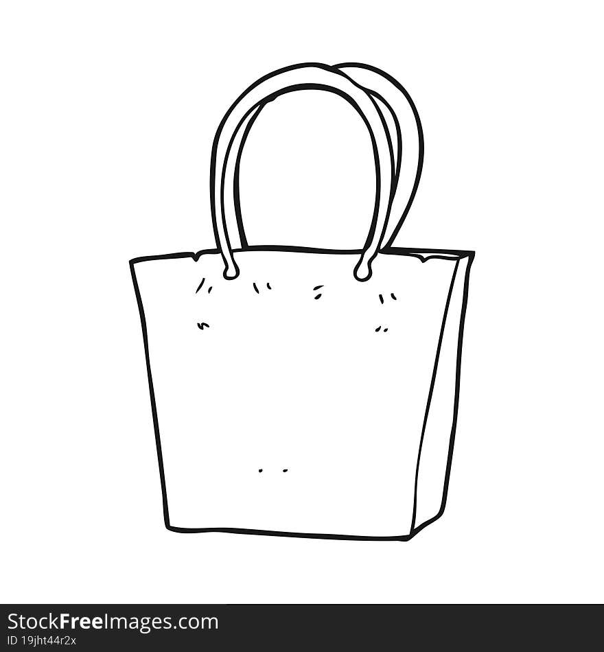 black and white cartoon shopping bag