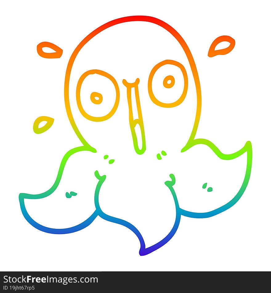 rainbow gradient line drawing cartoon funny octopus