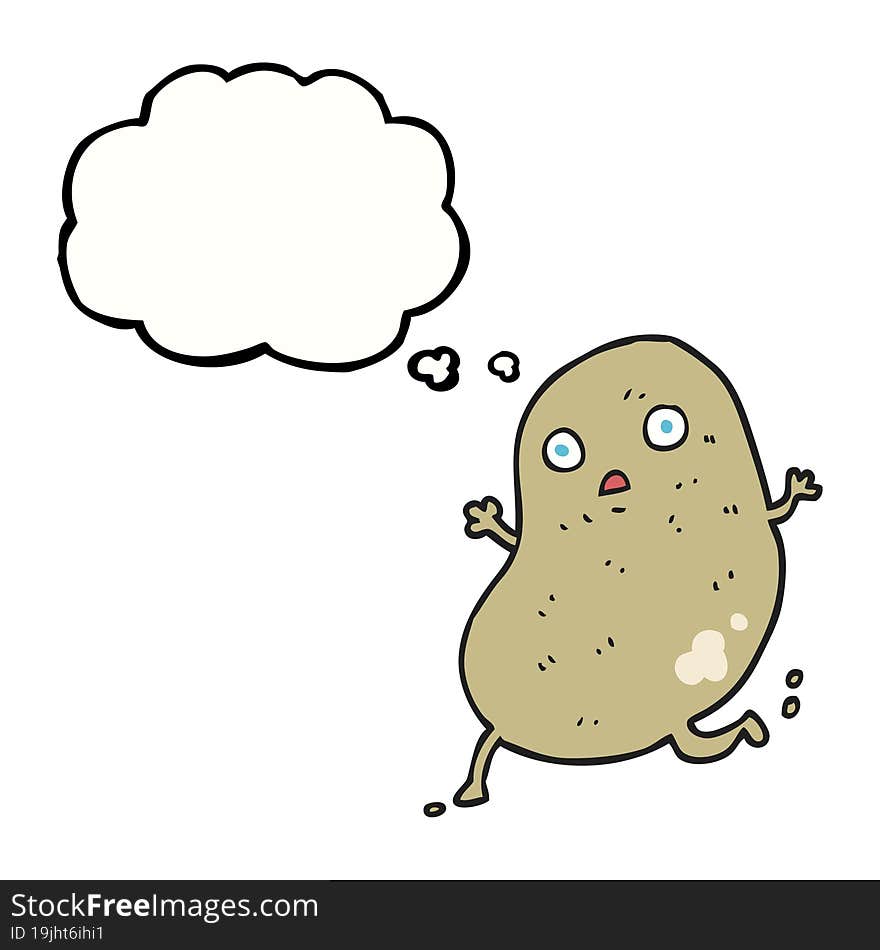 freehand drawn thought bubble cartoon potato running