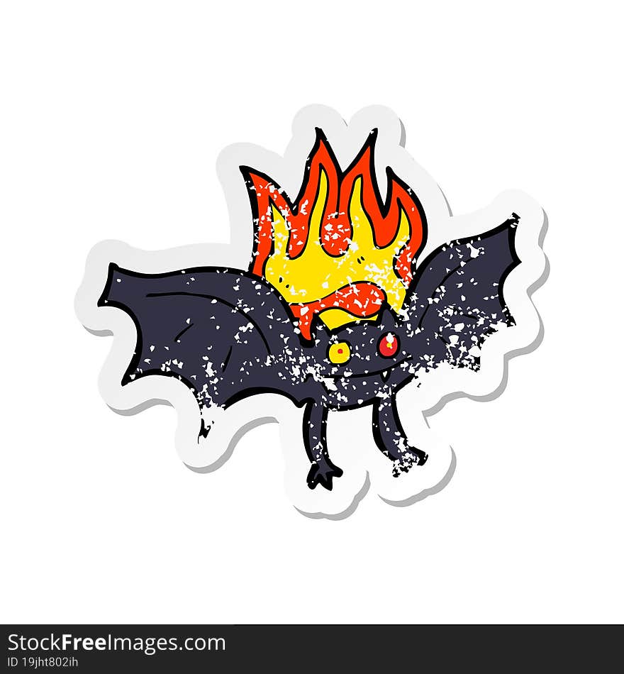 retro distressed sticker of a cartoon vampire bat