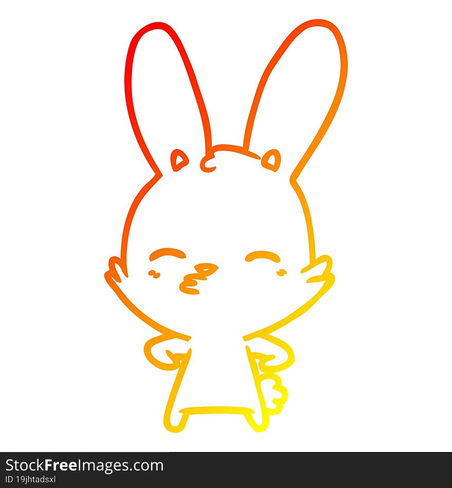 warm gradient line drawing curious bunny cartoon