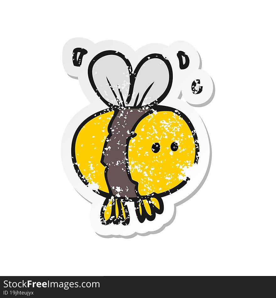 retro distressed sticker of a cartoon bee