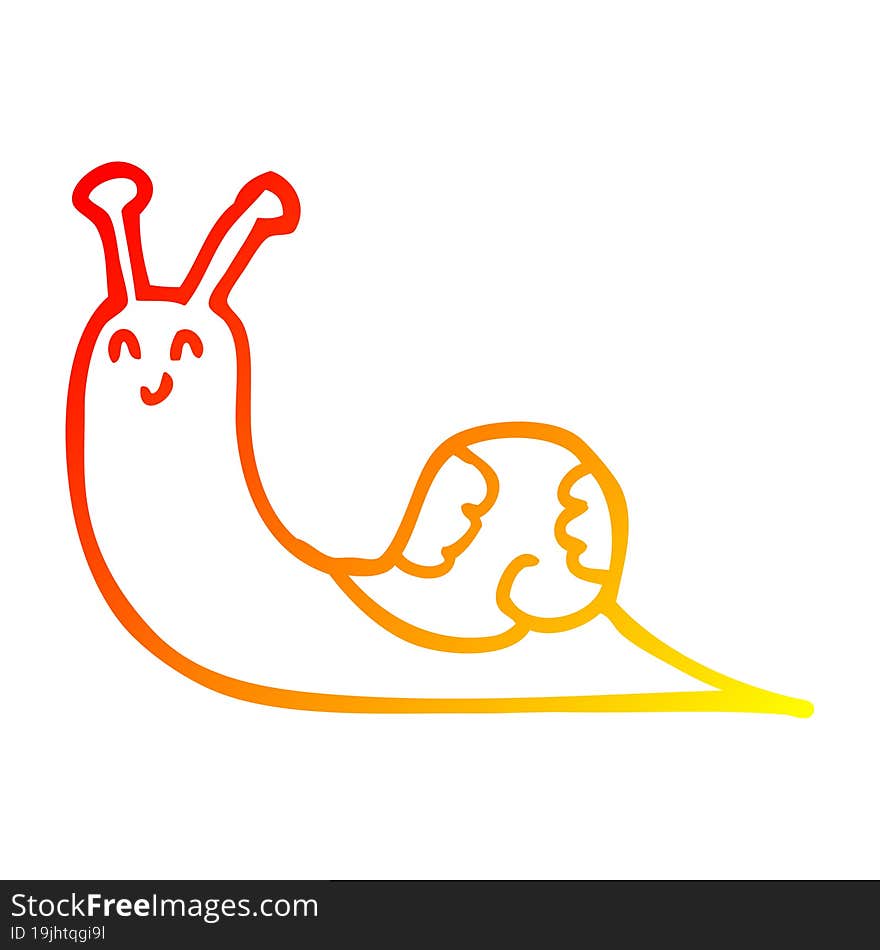 warm gradient line drawing cute cartoon snail