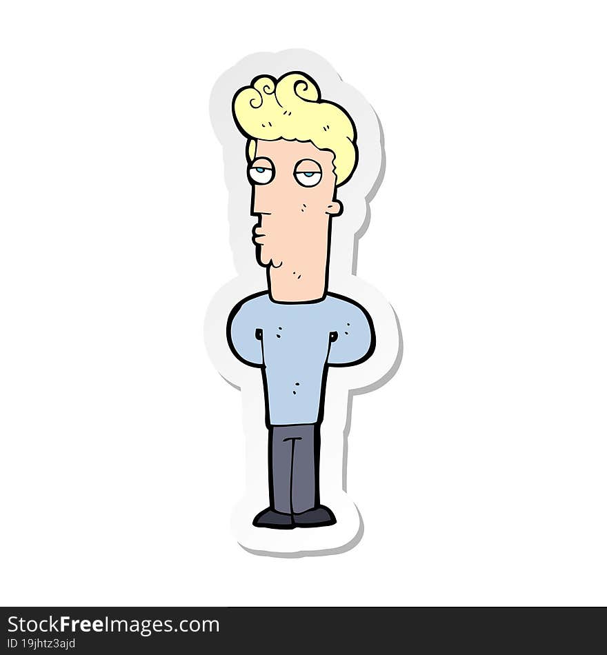 Sticker Of A Cartoon Bored Man