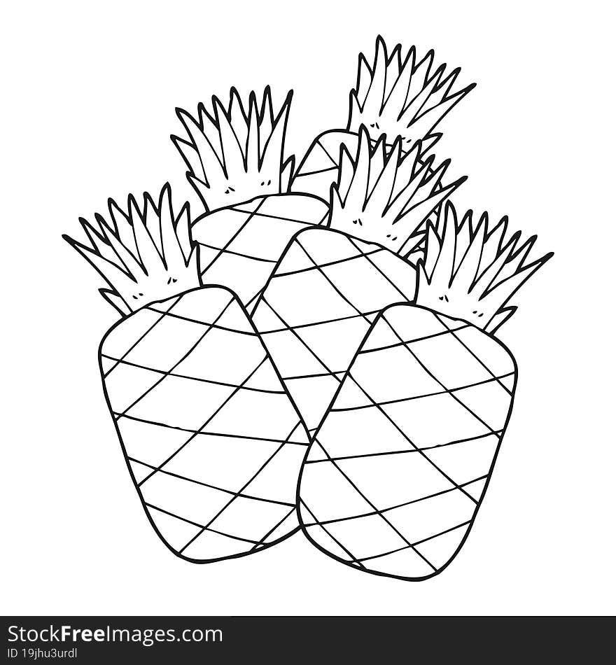 black and white cartoon pineapples