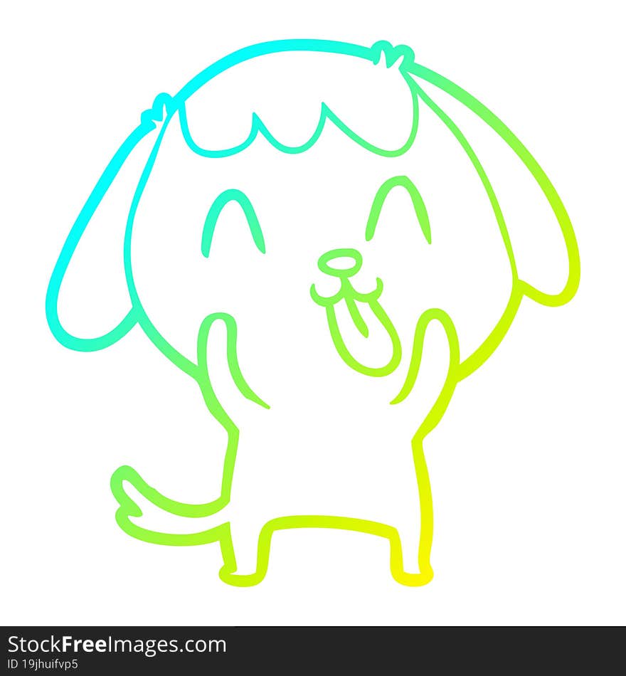 Cold Gradient Line Drawing Cute Cartoon Dog