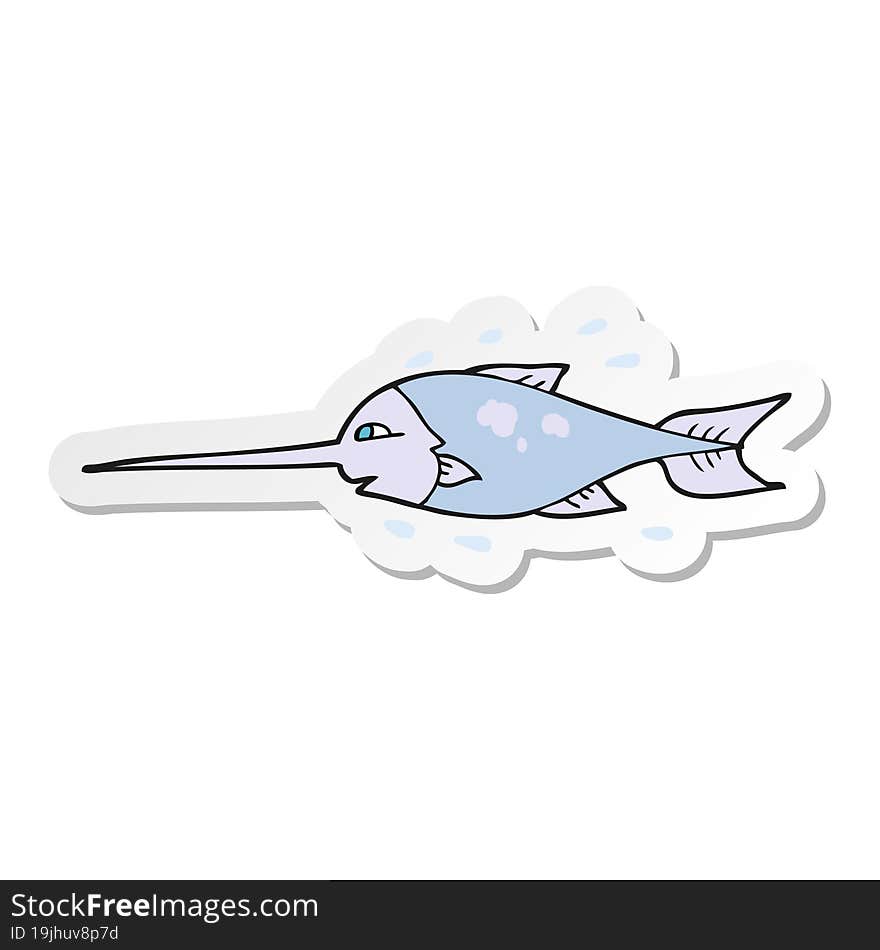 Sticker Of A Cartoon Swordfish