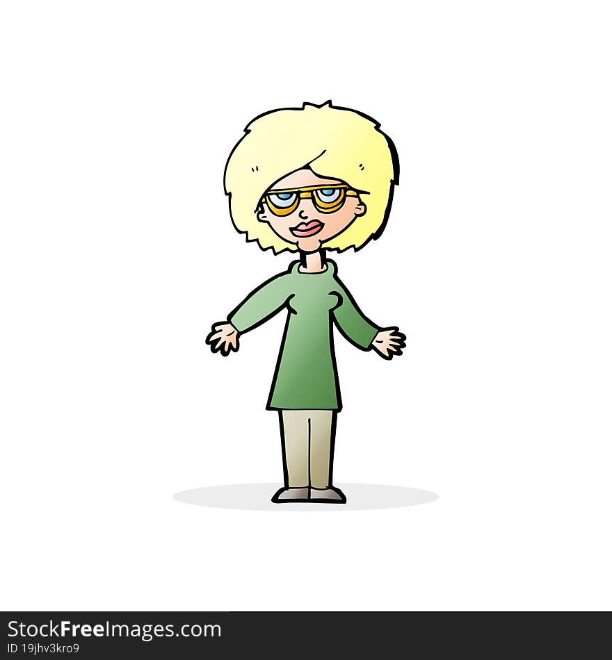 Cartoon Woman Wearing Glasses