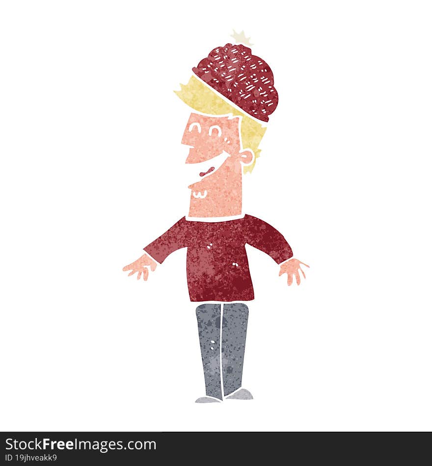 cartoon man wearing winter hat