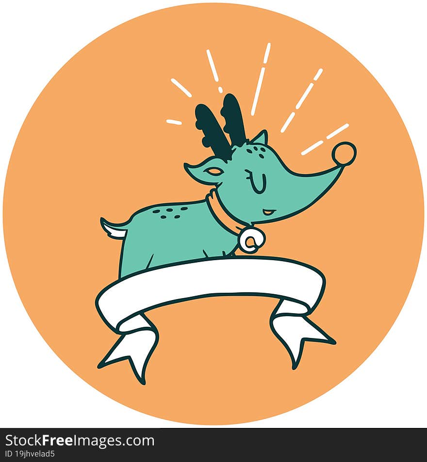 icon of tattoo style christmas reindeer