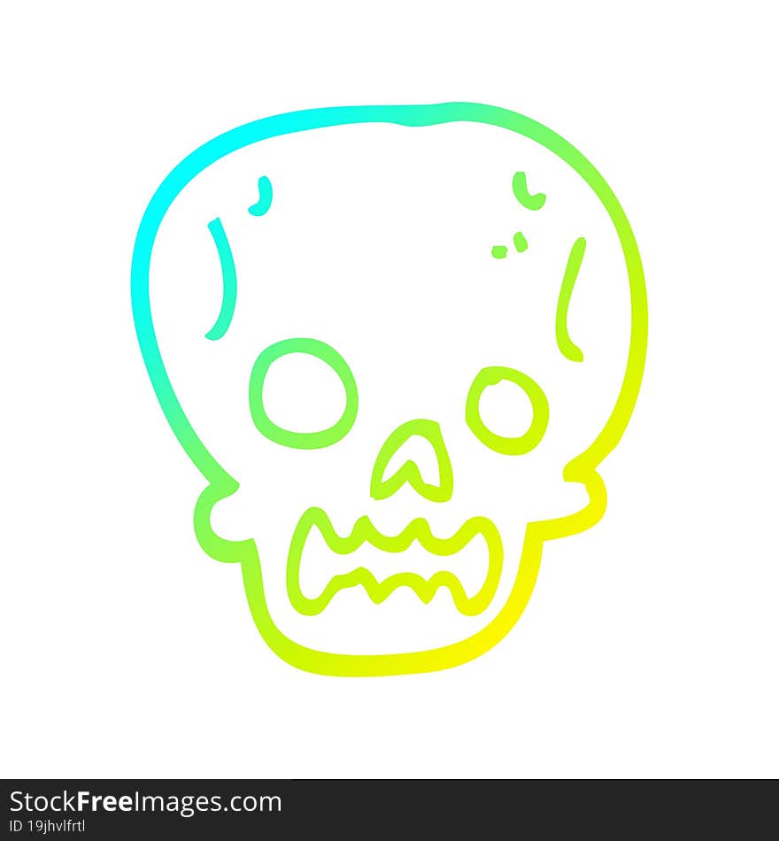 cold gradient line drawing cartoon halloween skull