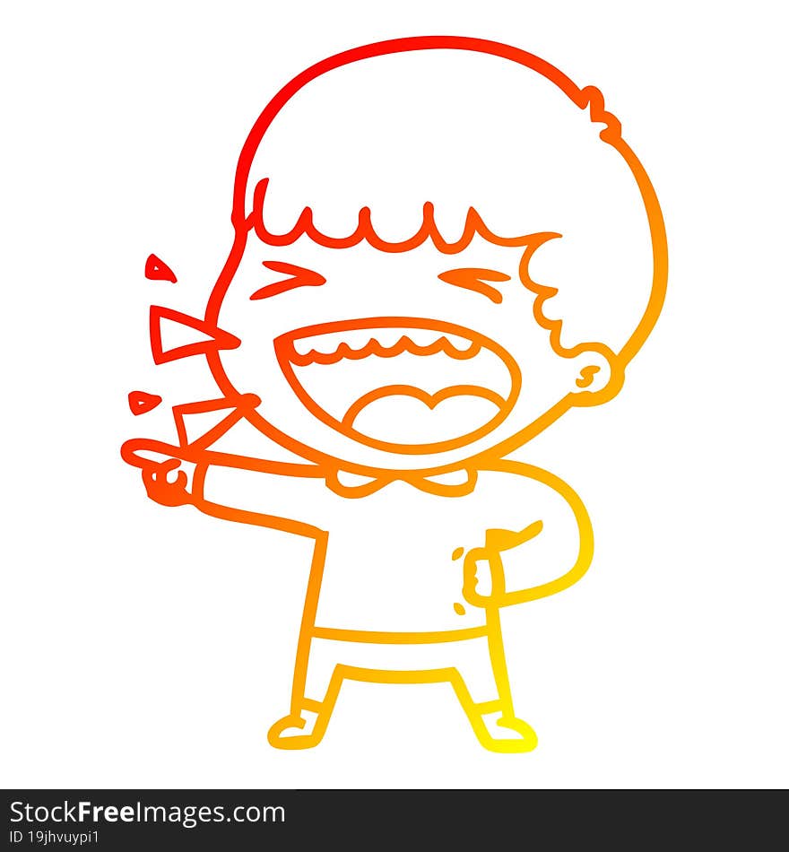 warm gradient line drawing of a cartoon laughing man