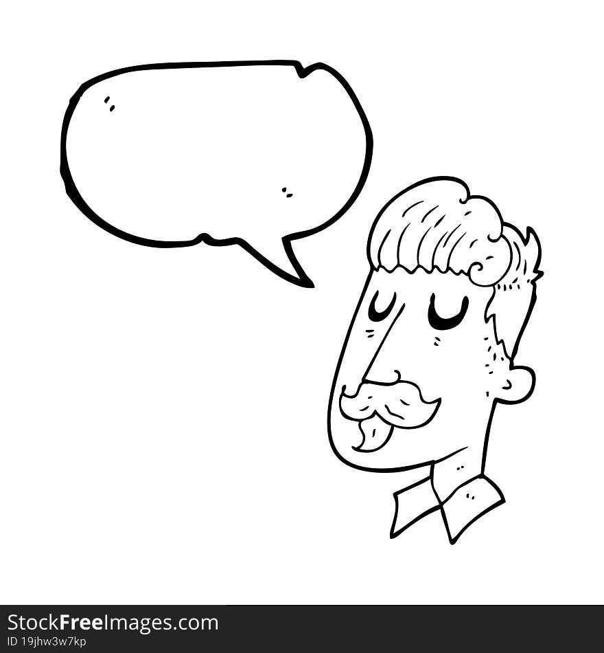 speech bubble cartoon man with mustache