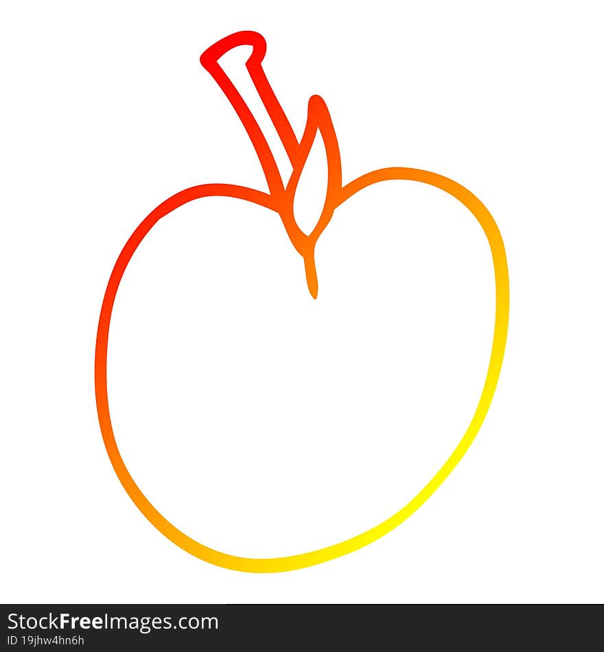 warm gradient line drawing cartoon of an apple