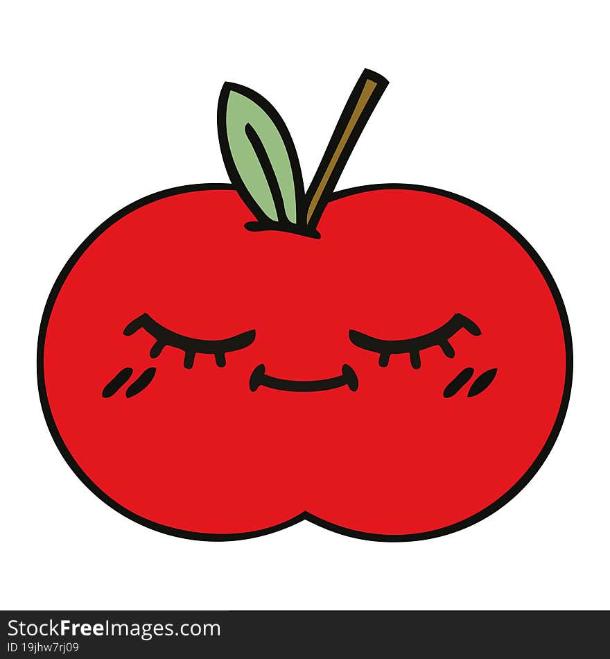 Cute Cartoon Red Apple