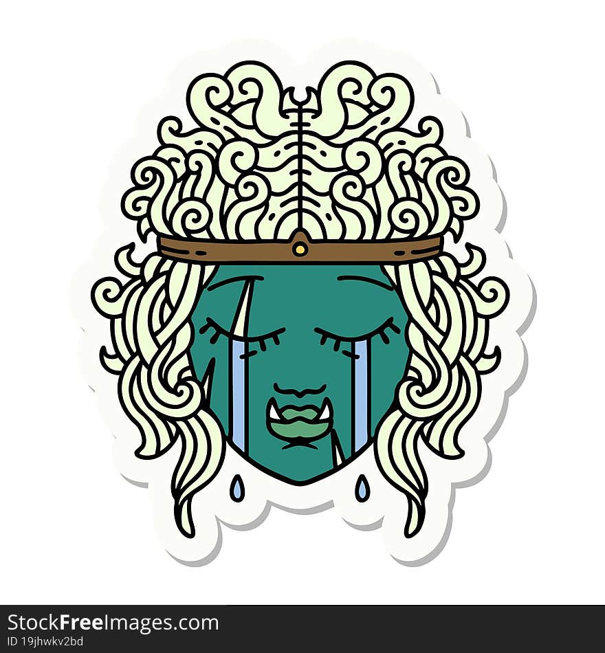 sad orc barbarian character face sticker