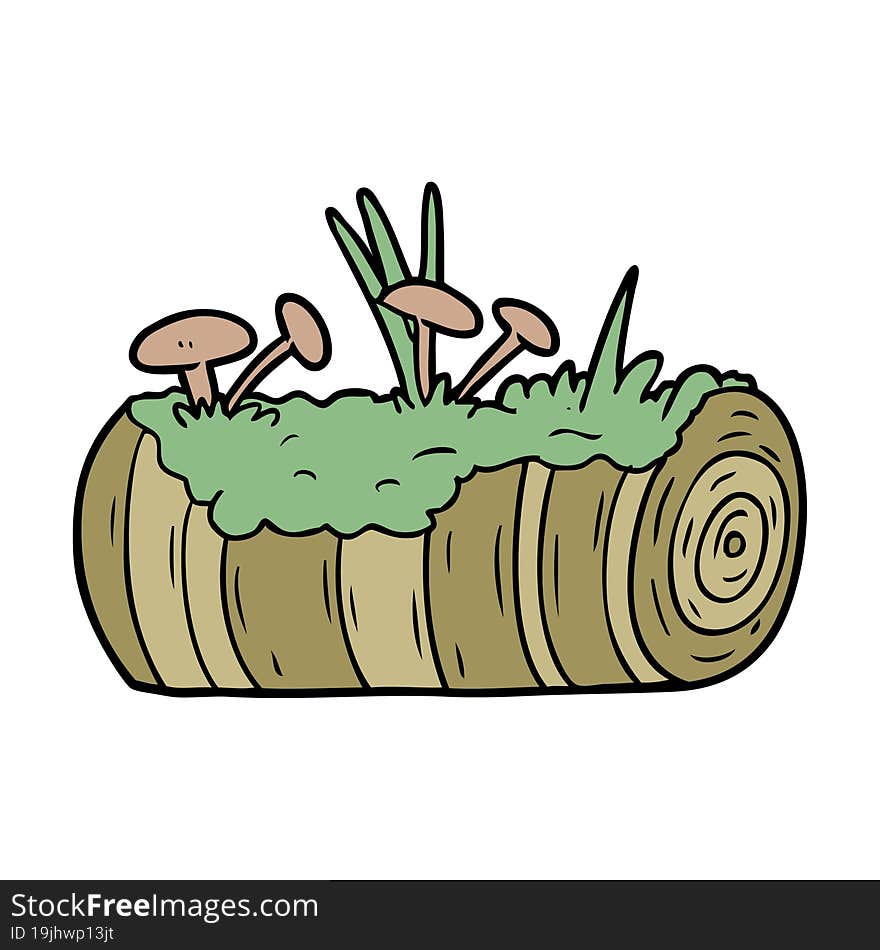 cartoon old log with mushrooms. cartoon old log with mushrooms