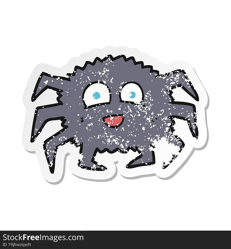 retro distressed sticker of a cartoon spider