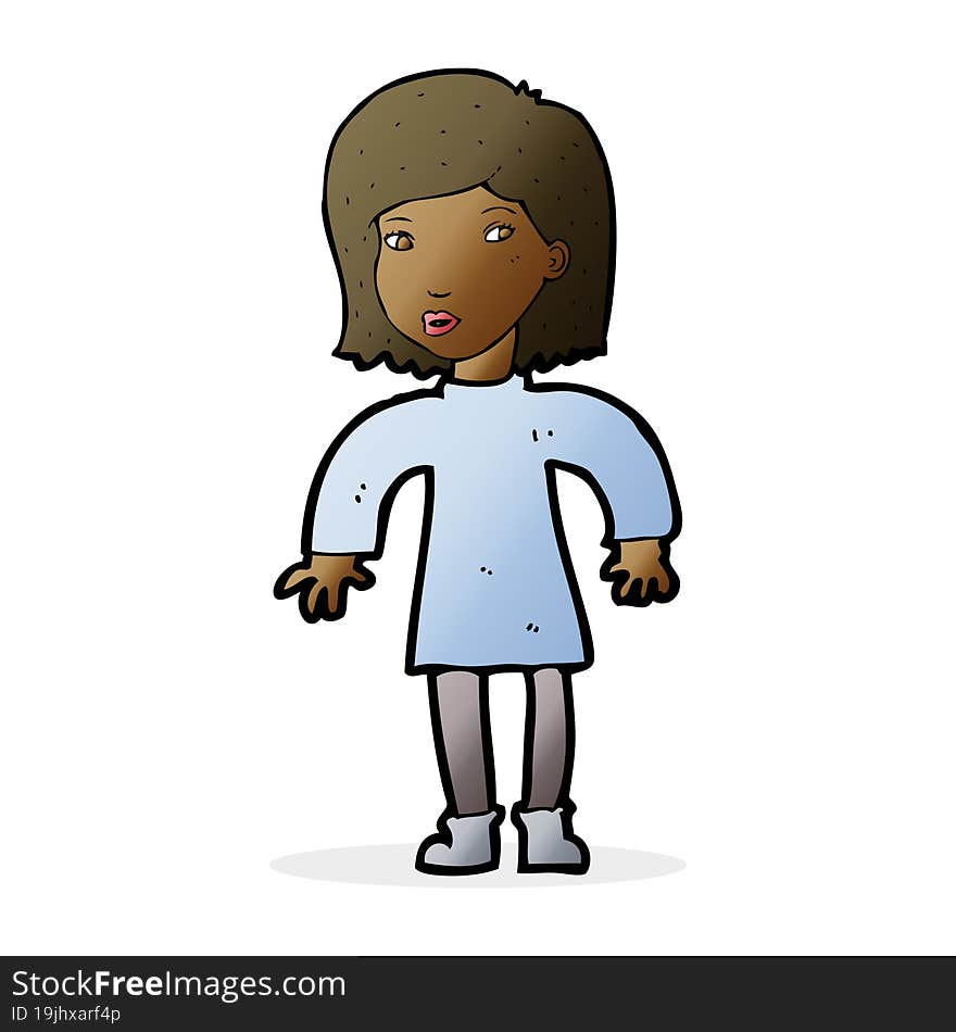 cartoon cautious woman