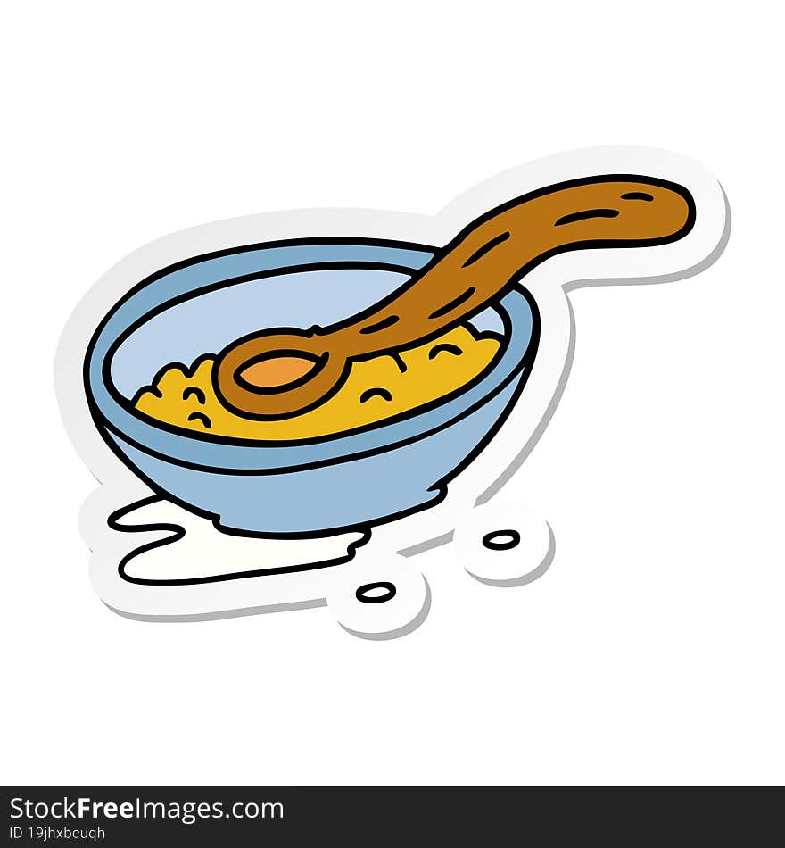 hand drawn sticker cartoon doodle of a cereal bowl