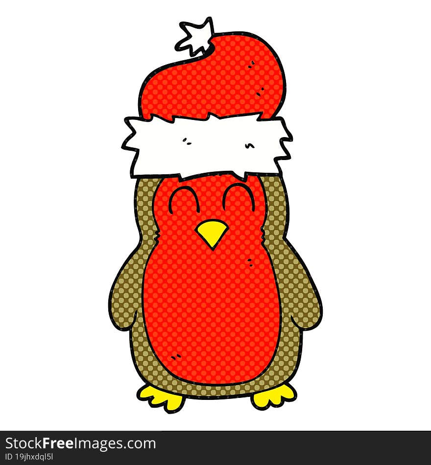 freehand drawn cartoon christmas robin