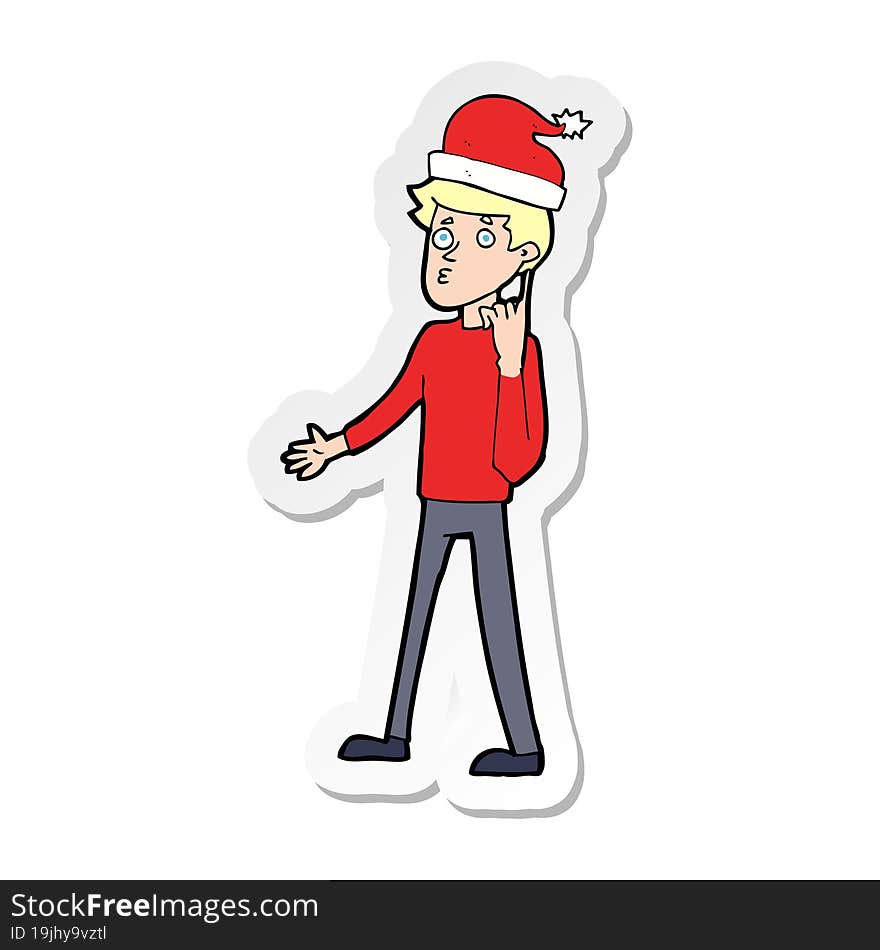 Sticker Of A Cartoon Man Ready For Christmas