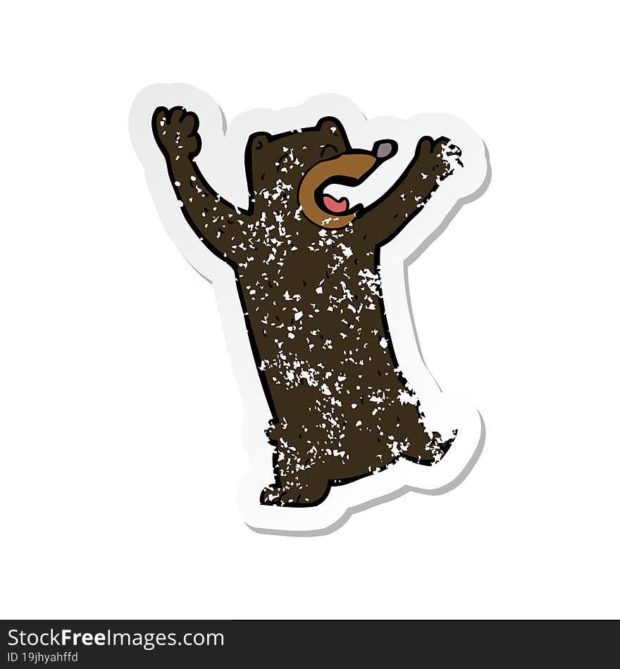 retro distressed sticker of a cartoon black bear