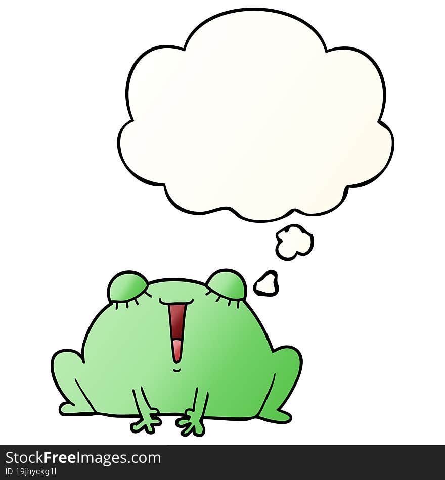 cute cartoon frog with thought bubble in smooth gradient style