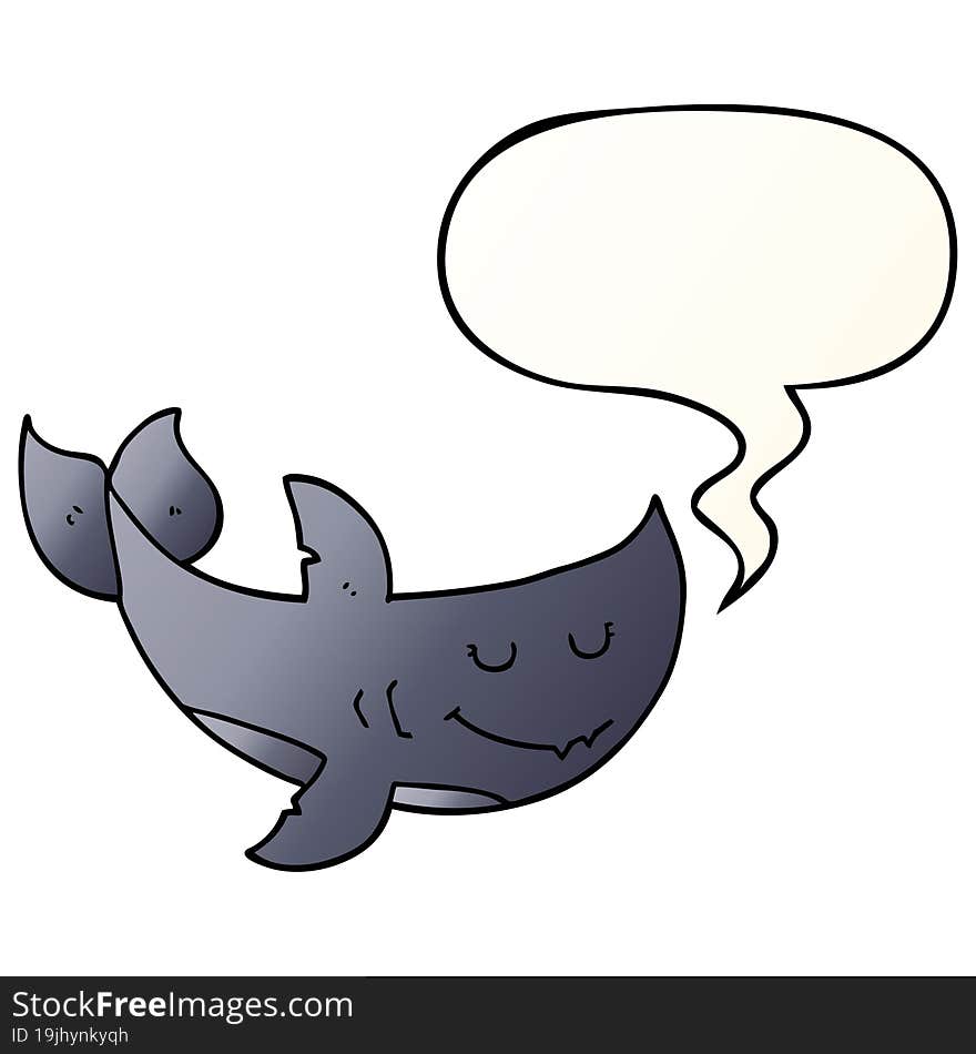 cartoon shark and speech bubble in smooth gradient style