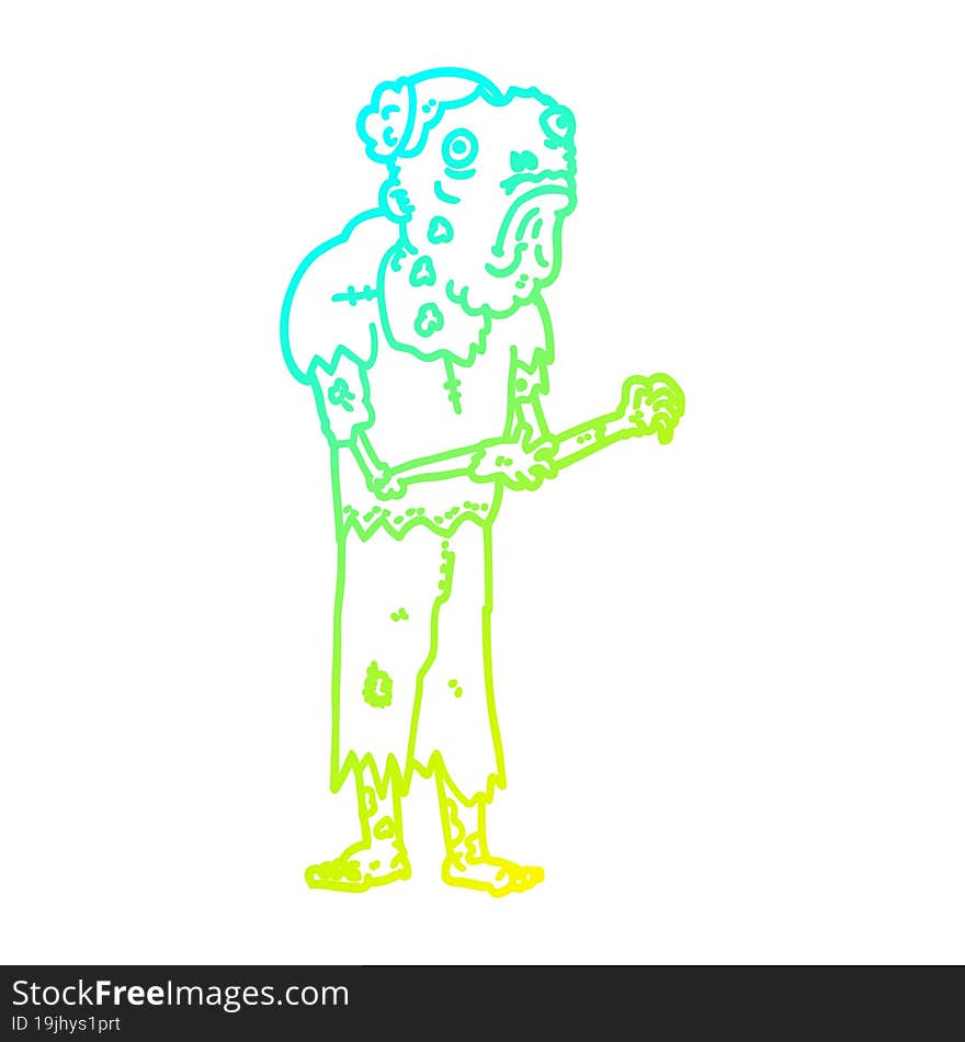 cold gradient line drawing cartoon zombie