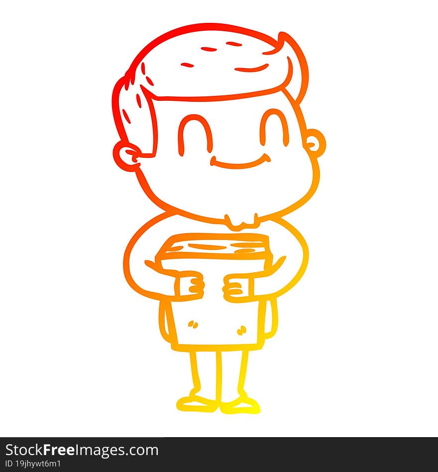 warm gradient line drawing of a cartoon friendly man