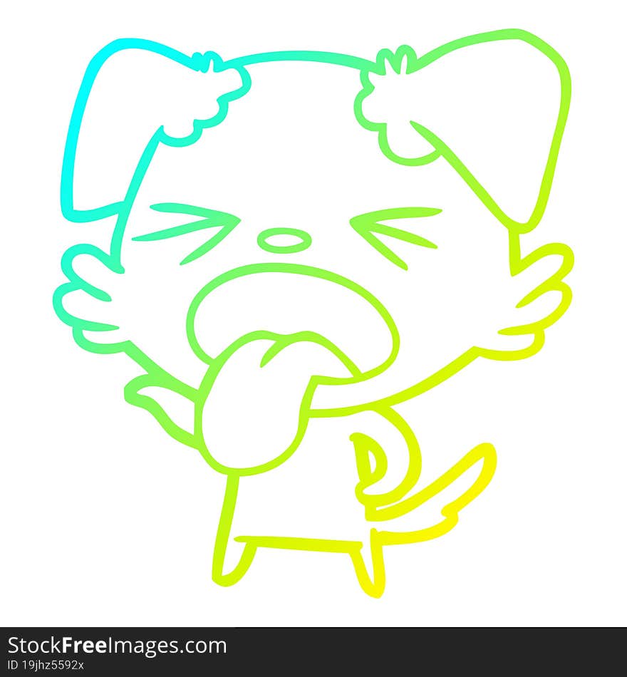 cold gradient line drawing of a cartoon disgusted dog