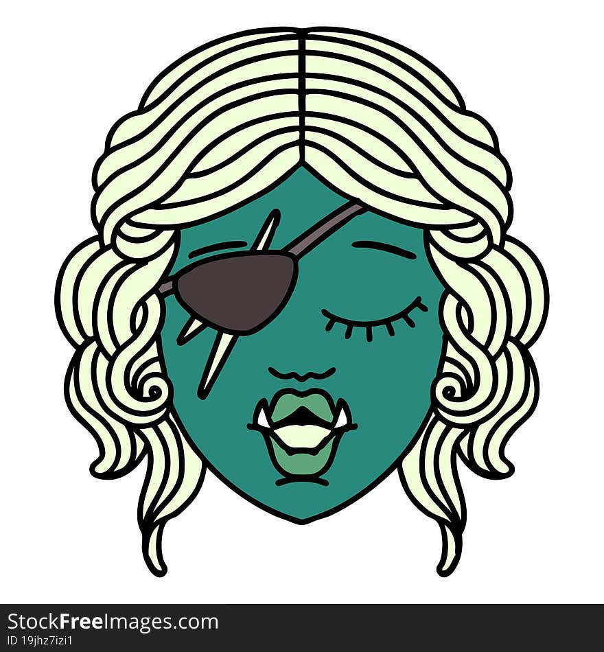 Retro Tattoo Style orc rogue character face. Retro Tattoo Style orc rogue character face