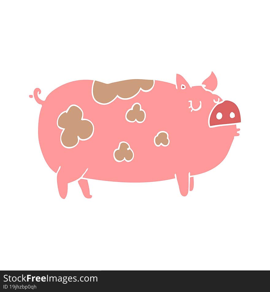 Flat Color Style Cartoon Pig