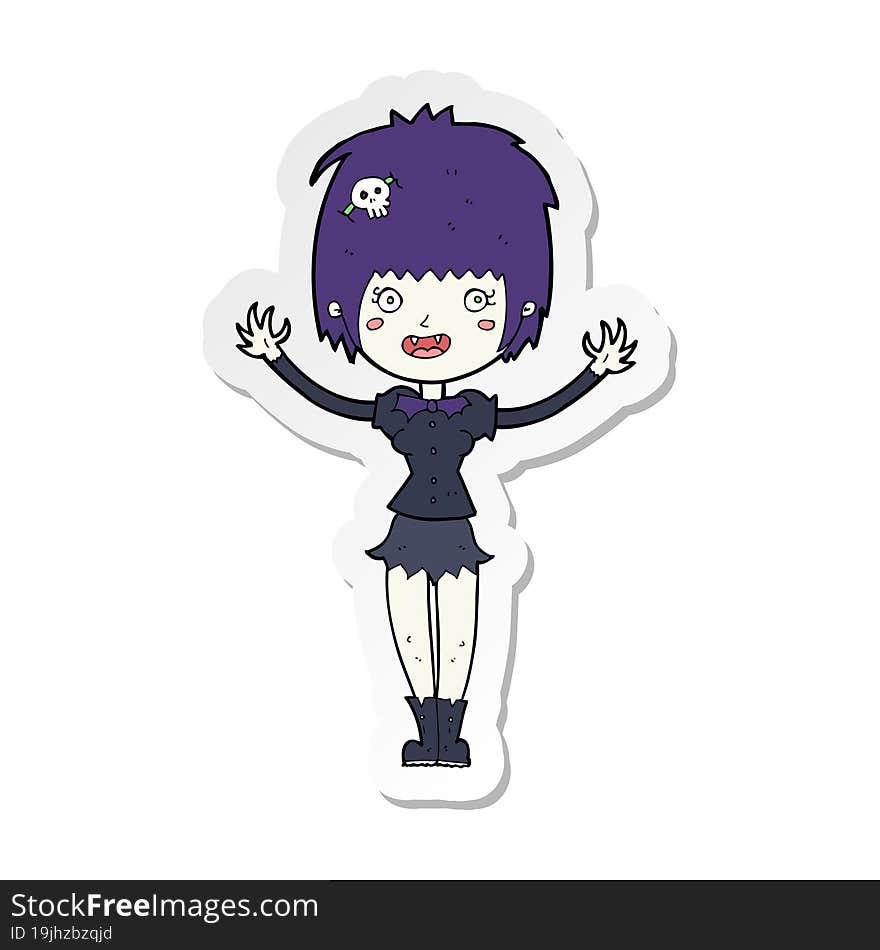 Sticker Of A Cartoon Vampire Girl