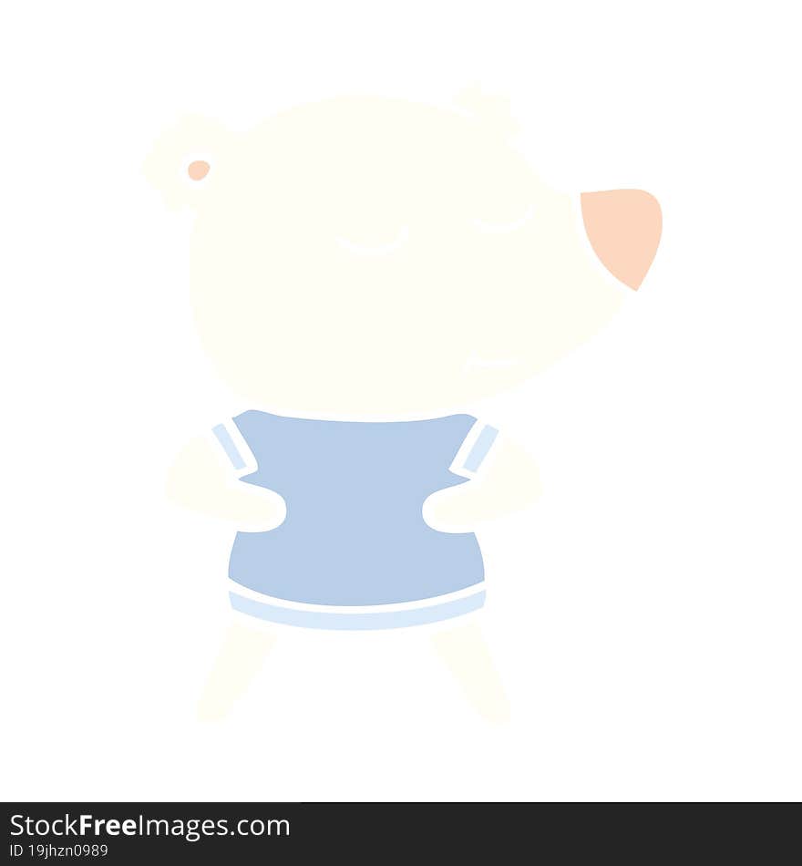 happy flat color style cartoon polar bear