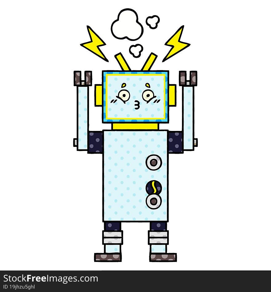 comic book style cartoon of a robot