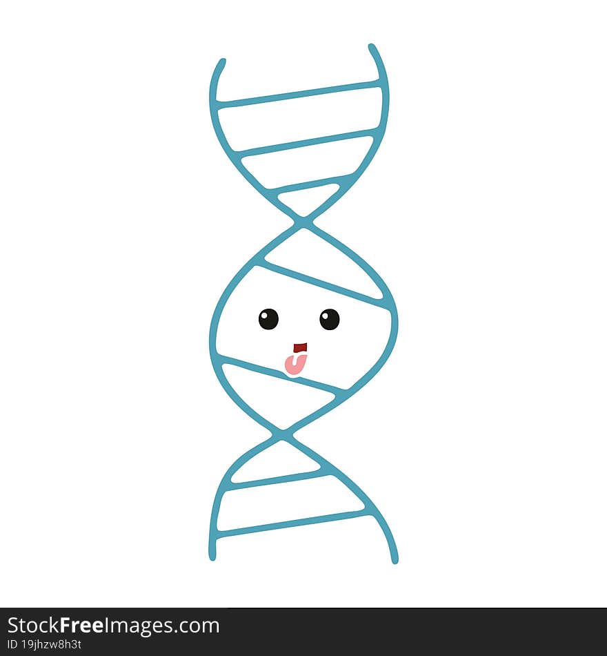 flat color retro cartoon DNA strand