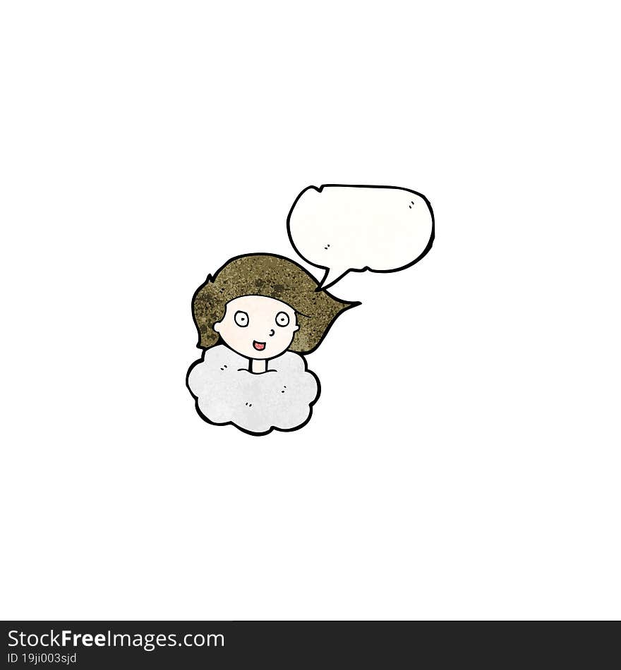 Girl With Head In Clouds Cartoon