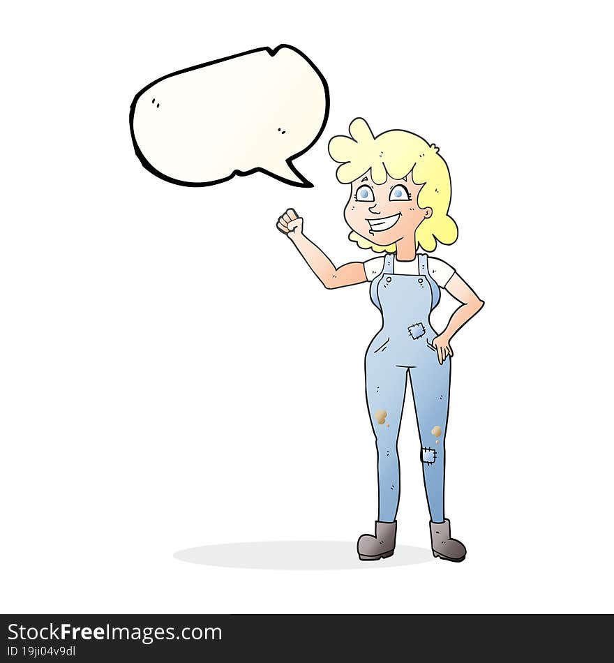 speech bubble cartoon determined woman clenching fist