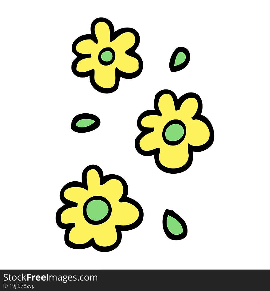 hand drawn doodle style cartoon flower heads