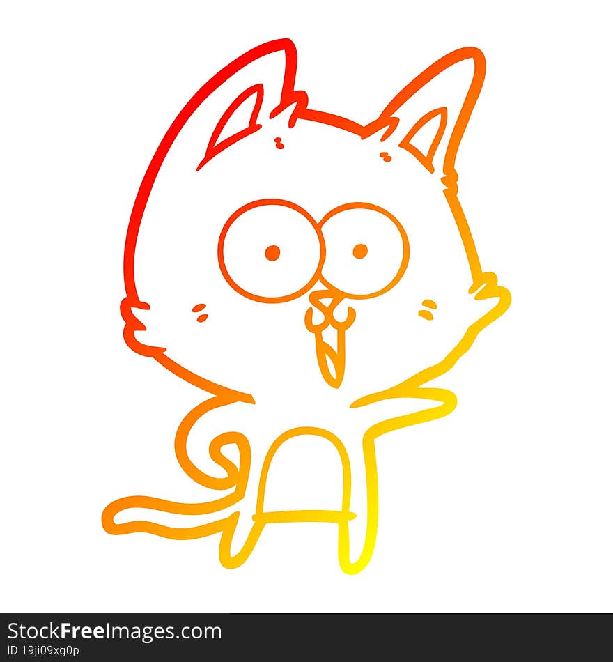 warm gradient line drawing funny cartoon cat