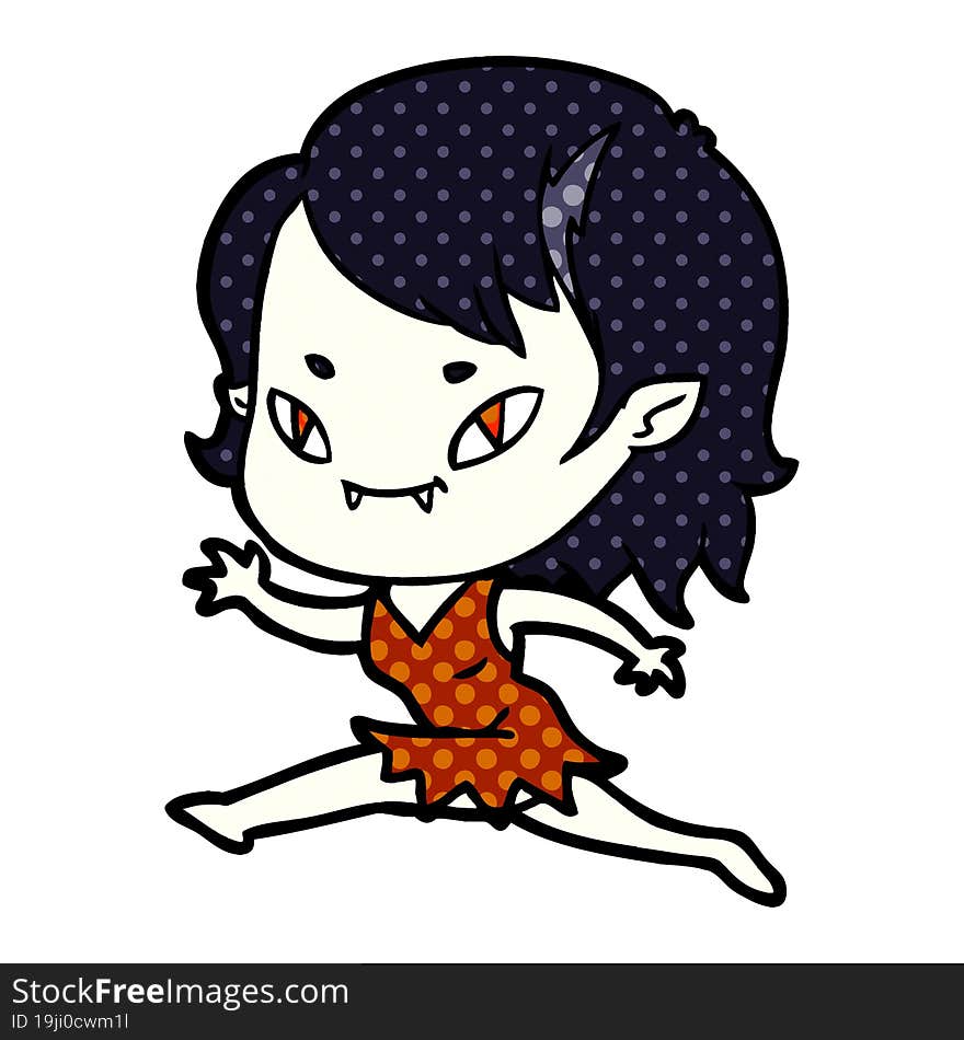 cartoon friendly vampire girl running. cartoon friendly vampire girl running