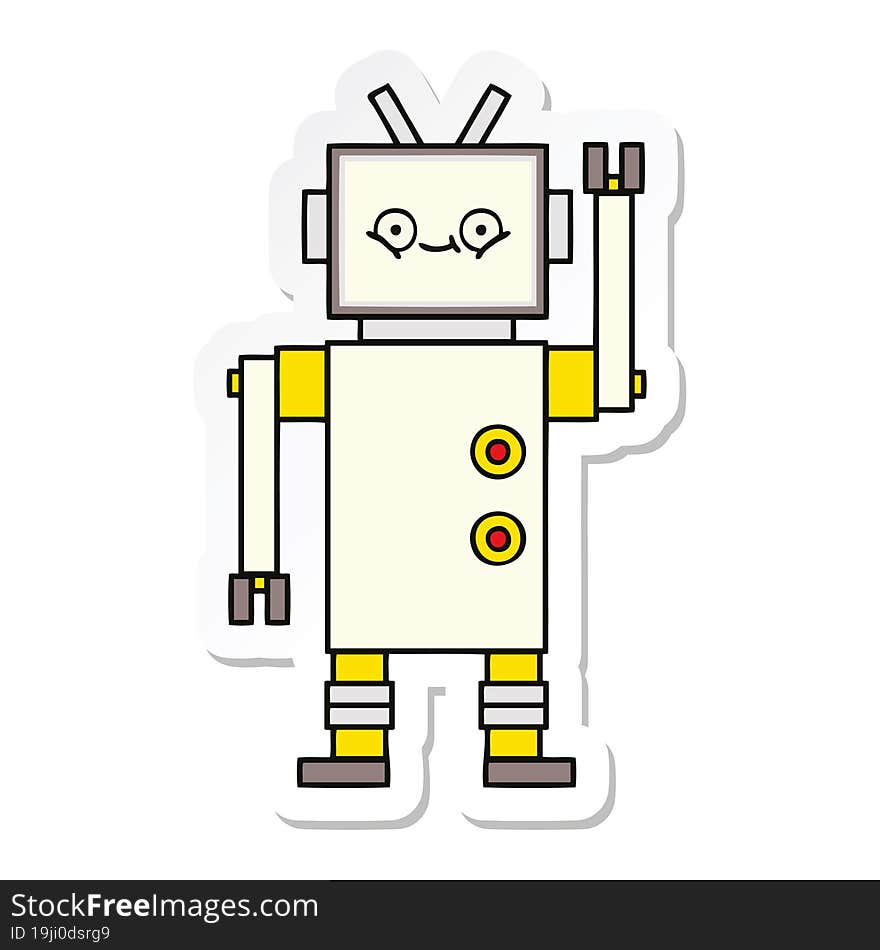 sticker of a cute cartoon robot