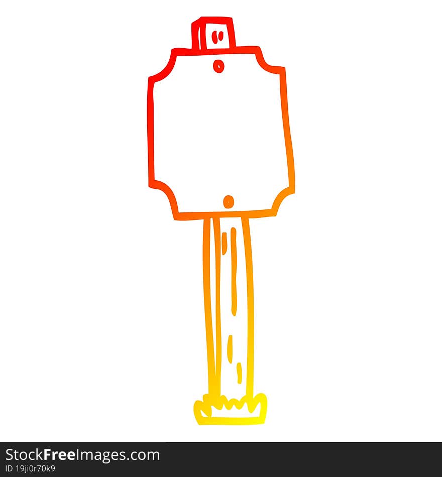 warm gradient line drawing of a cartoon blank sign post