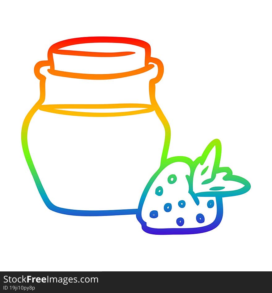 rainbow gradient line drawing of a jar of strawberry jam