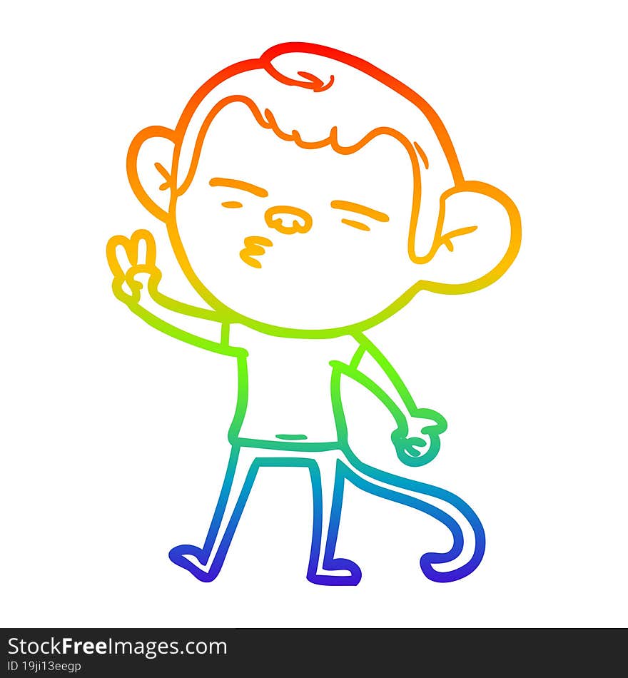 rainbow gradient line drawing cartoon suspicious monkey