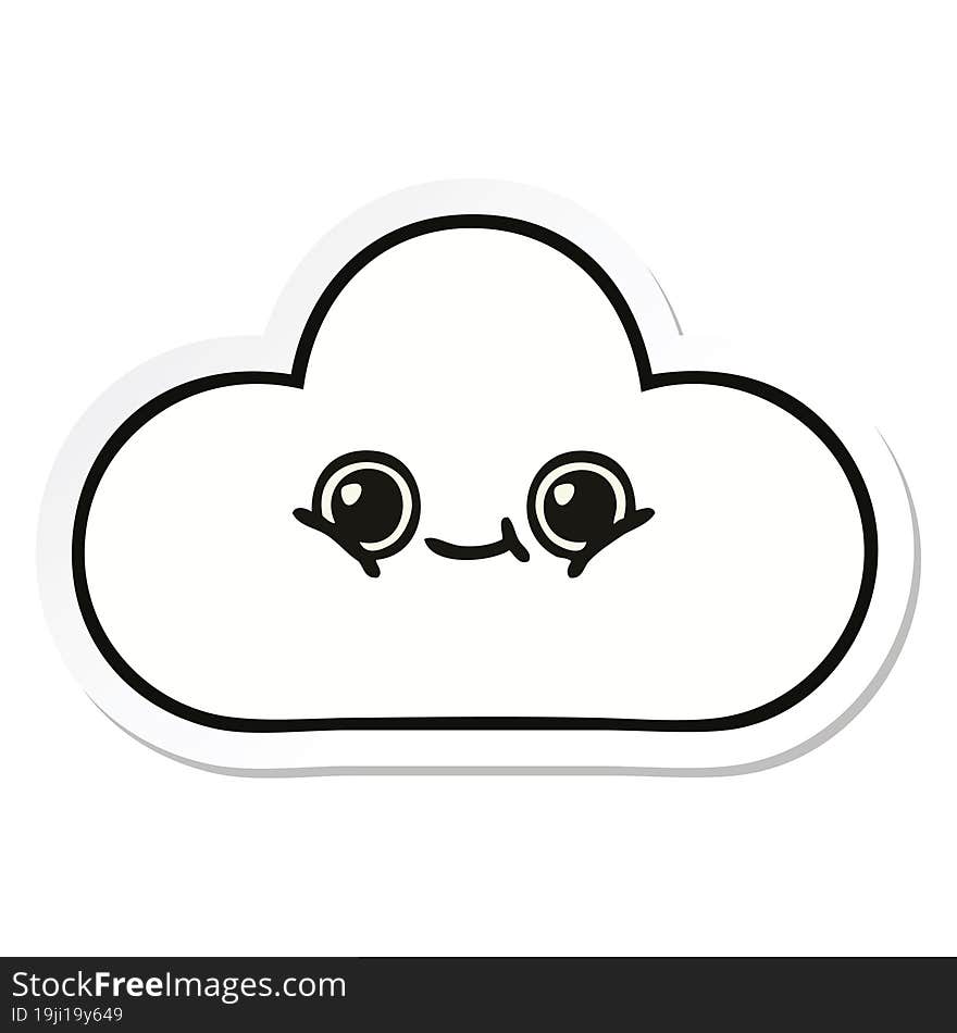 sticker of a cute cartoon cloud