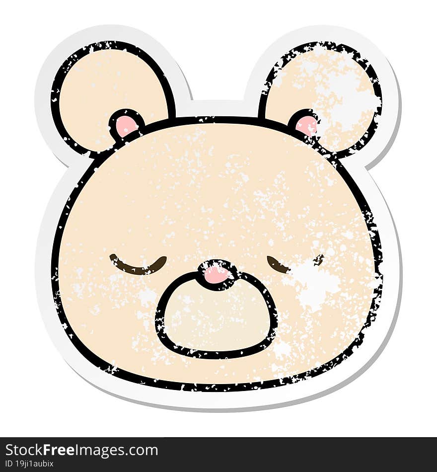 distressed sticker of a quirky hand drawn cartoon bear